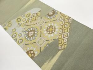 綴れ亀甲に七宝・花々模様織出し名古屋帯